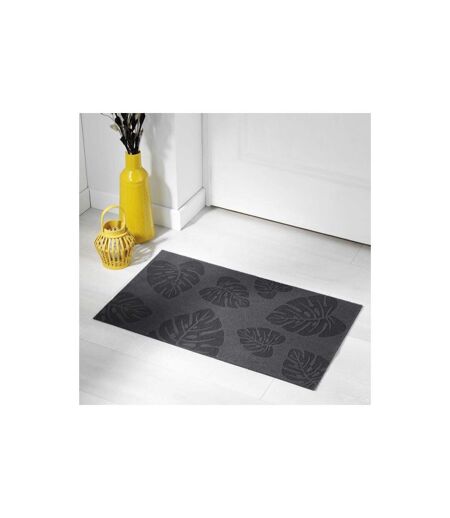 Tapis d'Entrée à Motifs Palmeraie 45x75cm Noir