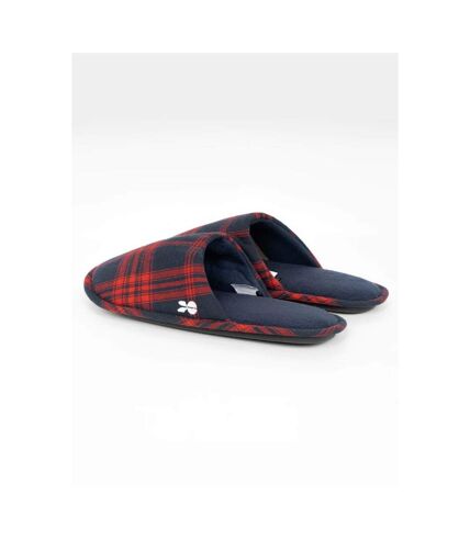 Crosshatch Mens Twostep Checked Slippers (Red) - UTBG317