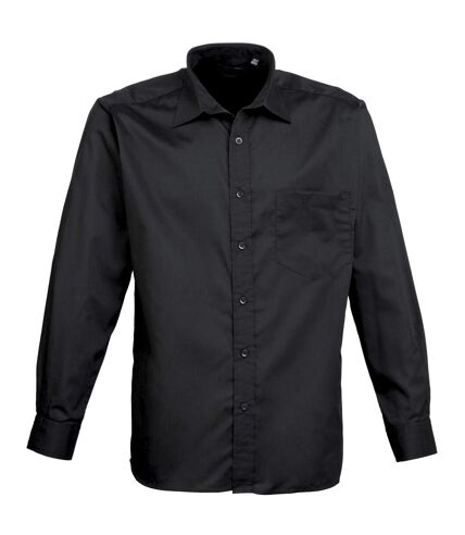 Premier Mens Long Sleeve Formal Plain Work Poplin Shirt (Black) - UTRW1081