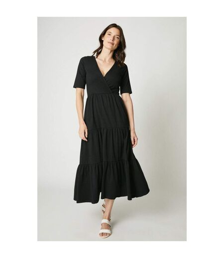 Maine Womens/Ladies Tiered Wrap Midi Dress (Black) - UTDH6423