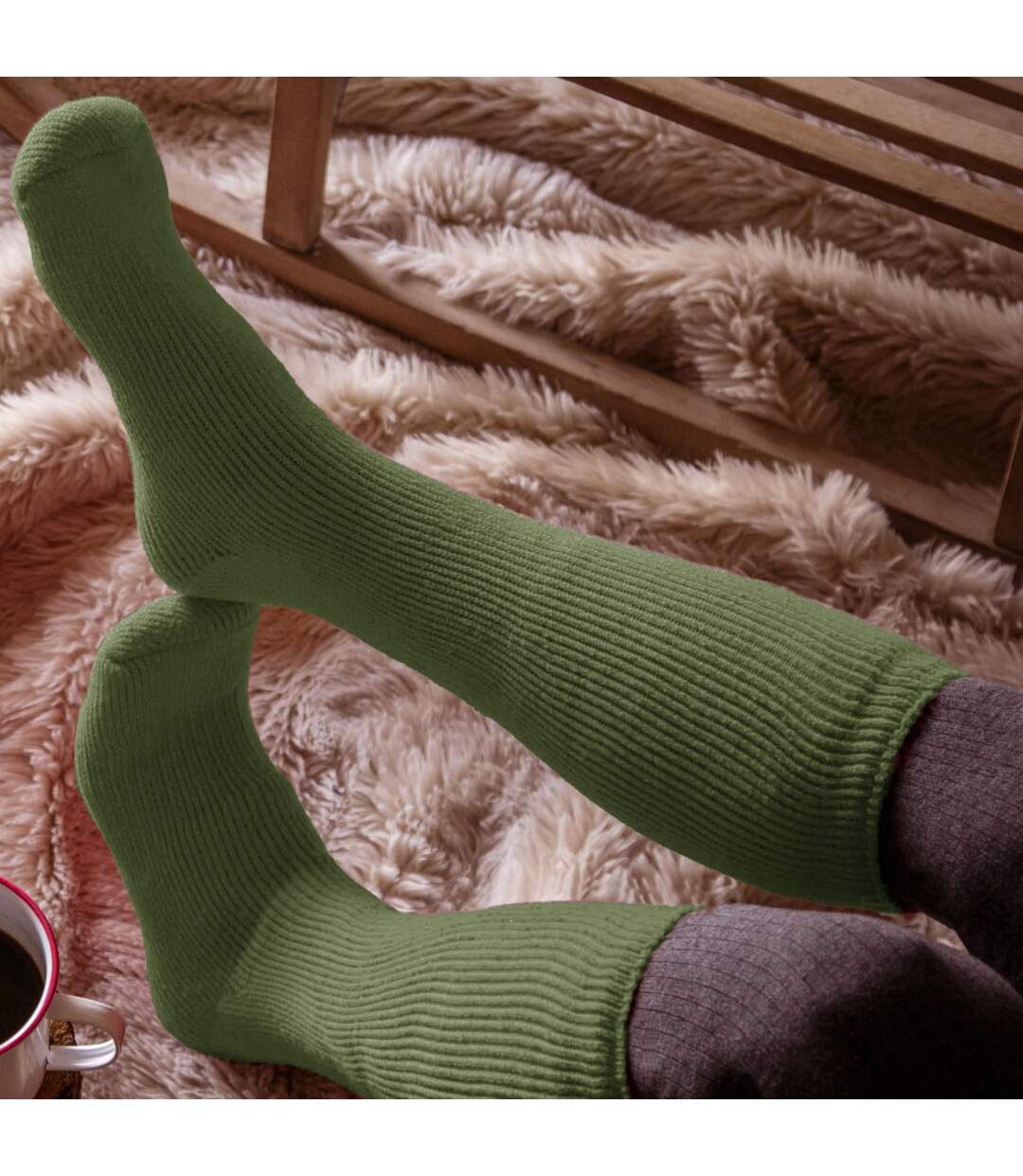Chaussettes Femme Thermiques Hautes Doublé Polaire-4
