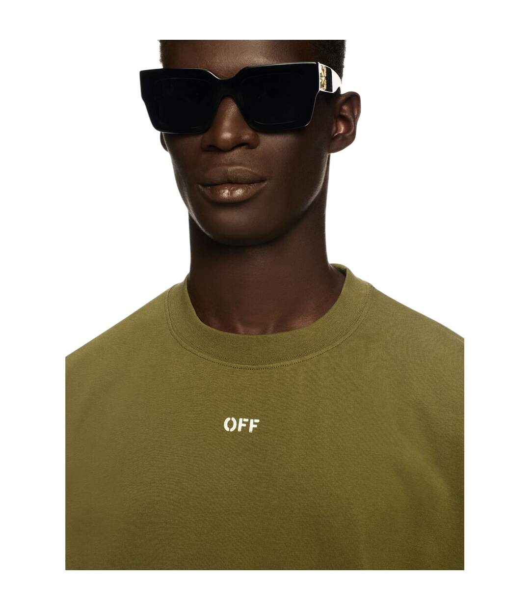 Mens Small Logo Oversized T-shirt Moss White Off White-4