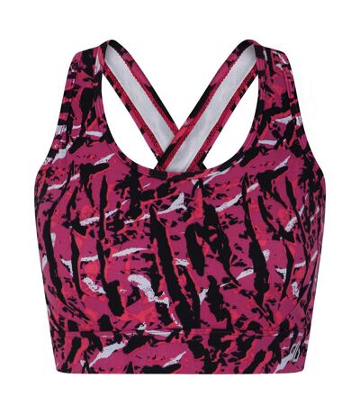 Womens/ladies wave zebra print sports bra neon pink Dare 2B