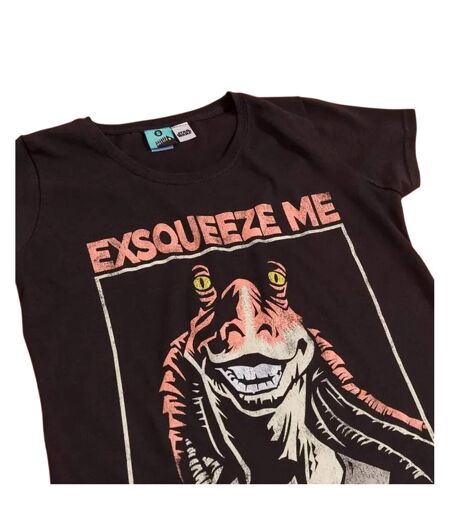 T-shirt Motif Jar Jar Binks Exsqueeze Me Adulte Noir Star Wars