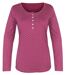 MAYFLOWER NOBEL2 : Tee-shirt manches longues fuchsia imprimé avec col boutonné-5