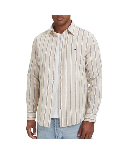 Chemise beige/blanc homme tommy hilfiger tjm reg linen