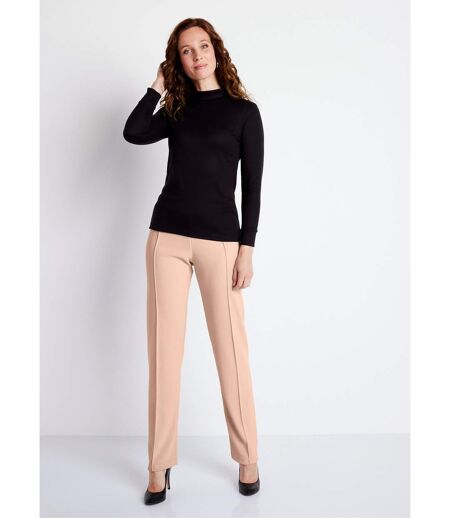 Pantalon droit taille élastiquée maille côtelée