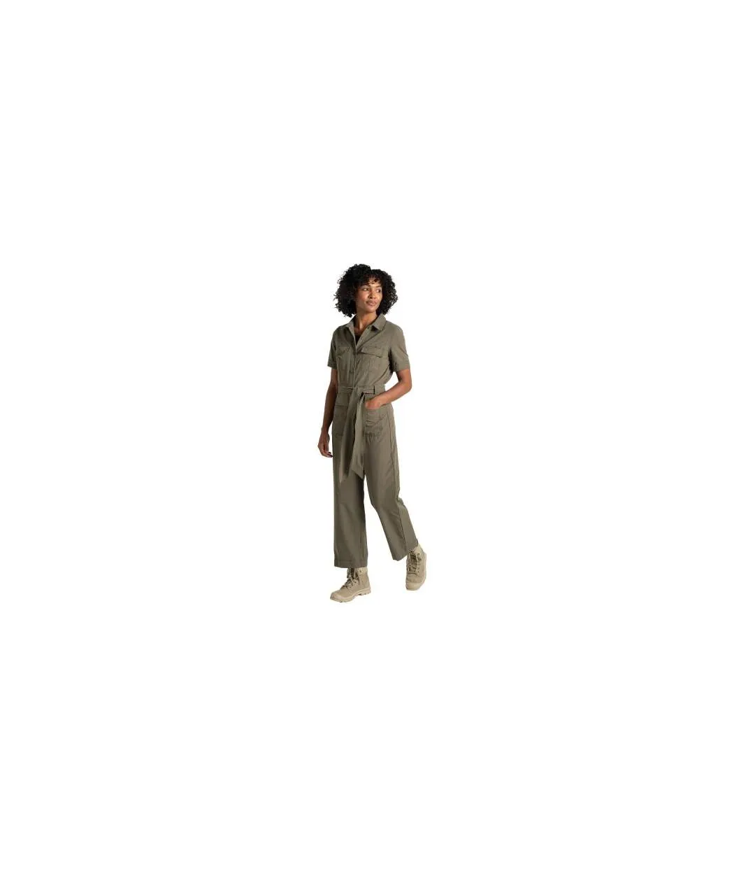 Combinaison Unie Cintrée Style Chemise Femme Vert Kaki Craghoppers-1