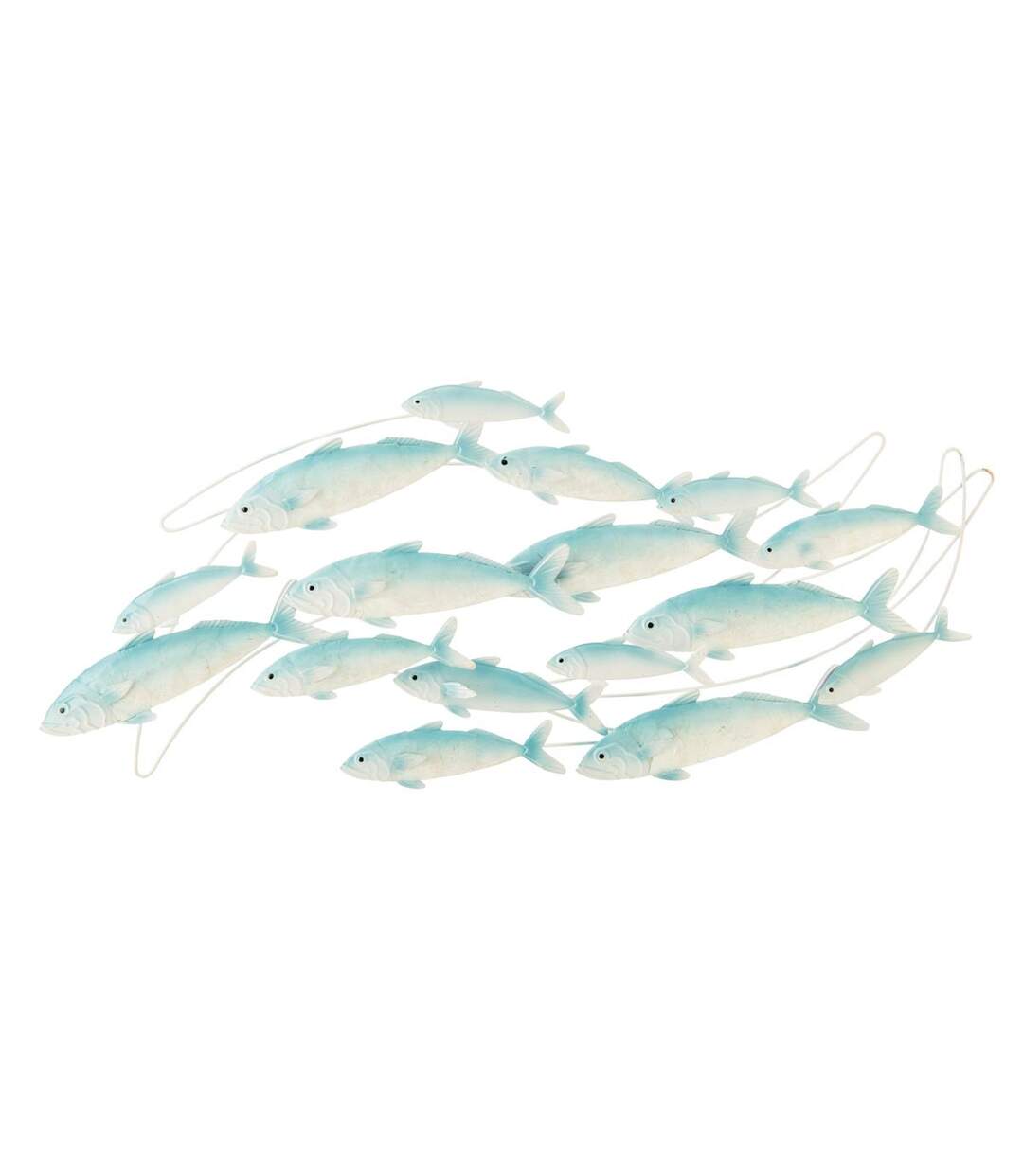 Déco Murale en Métal Groupe de poissons 111cm Bleu Clair-1