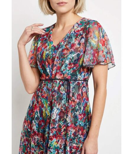 Robe courte dentelle fleurie évasée