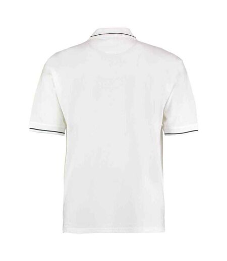 Mens Polo Shirt White Navy Kustom Kit