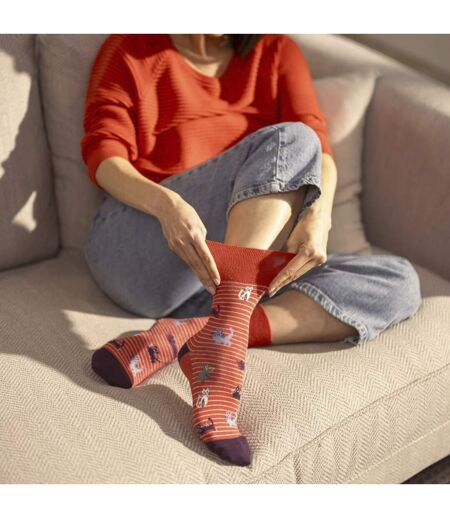 6 paires de chaussettes à motifs non élastiques pour dames