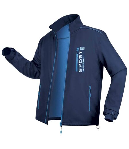 Men's Blue Softshell Sports Jacket - Water-Repellent  