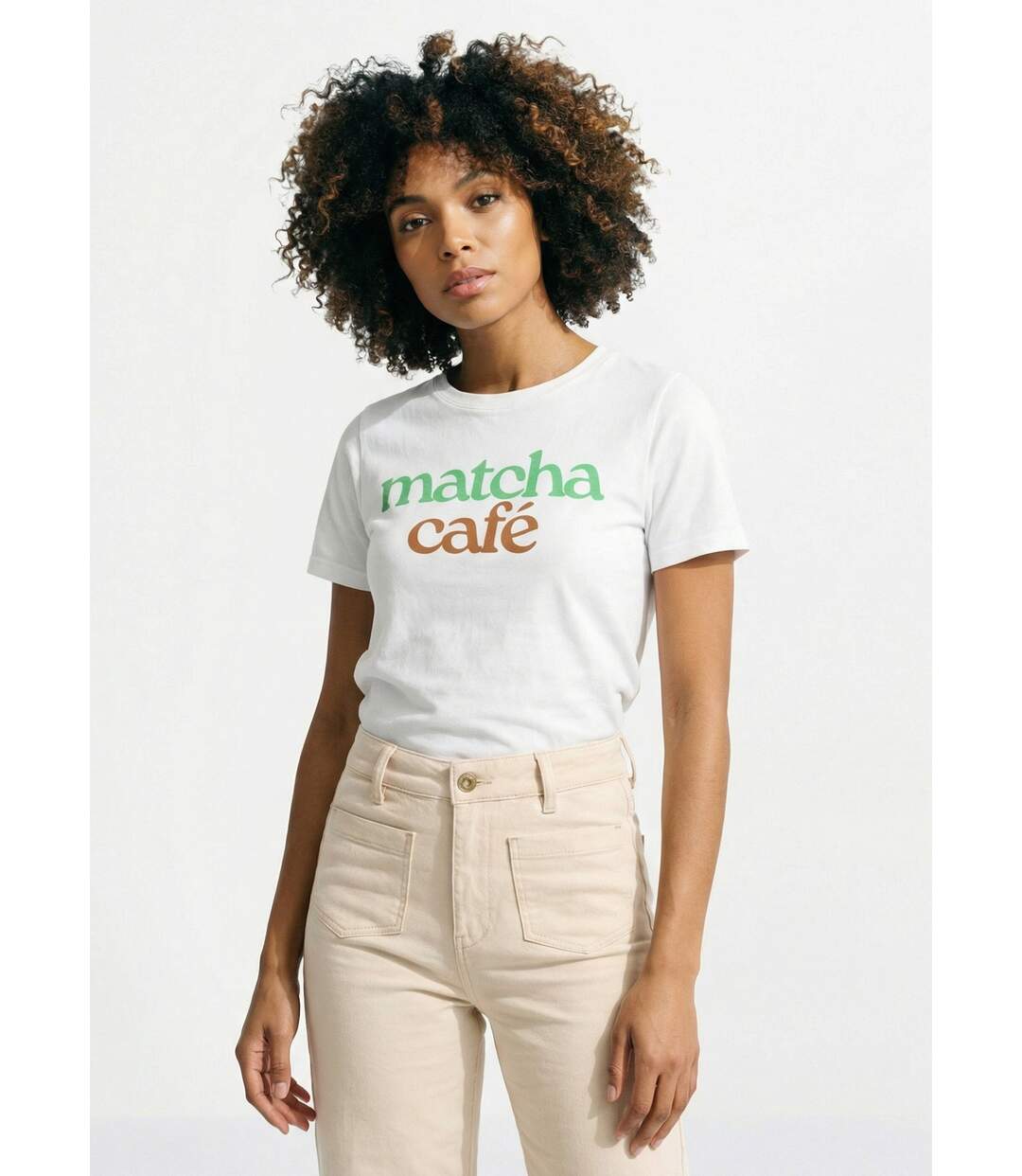 T-shirt col rond avec inscription Matcha-1