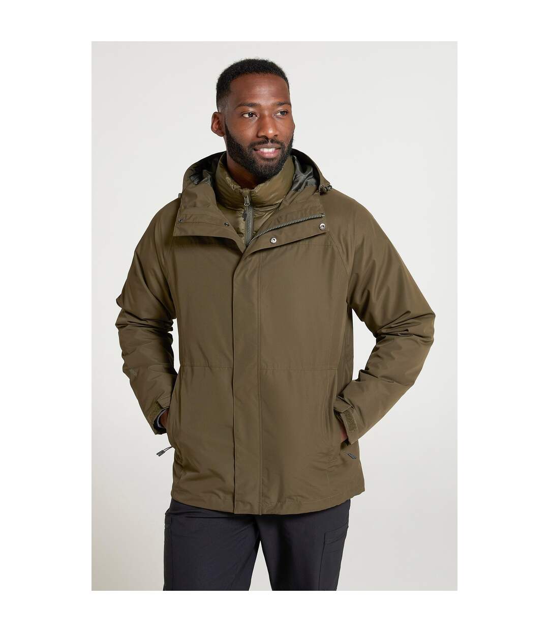 Mens alaskan 3 in 1 waterproof jacket khaki Mountain Warehouse