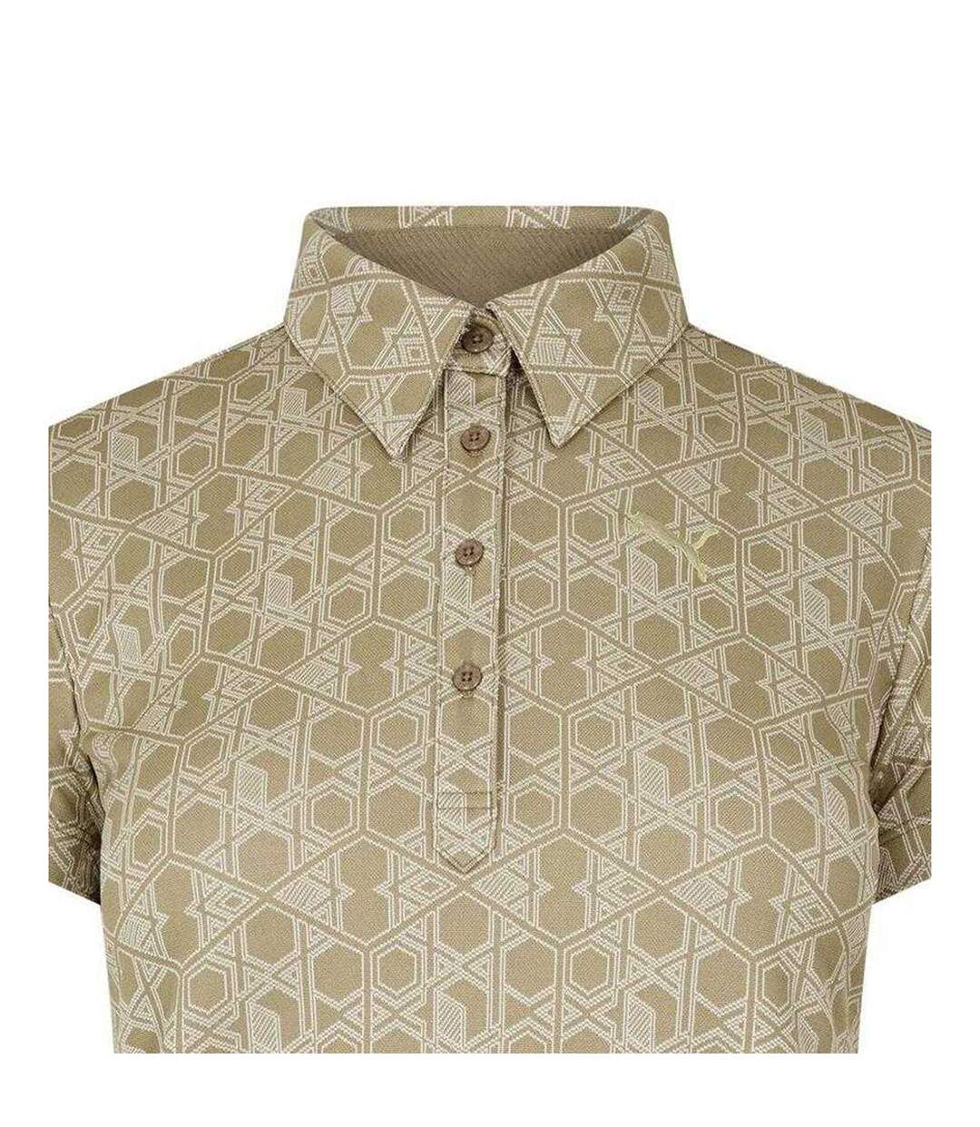 Womens/ladies Hexagon Short-sleeved Golf Polo Shirt Beige Puma-3