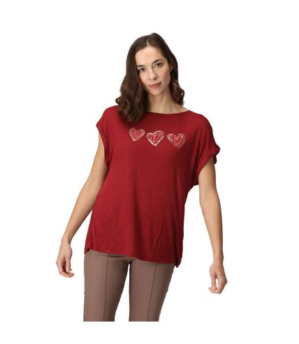 Regatta Womens/Ladies Roselynn Hearts T-Shirt (Cabernet) - UTRG9501