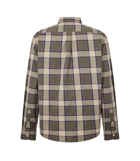 Mens Checked Poplin Long-sleeved Button-down Shirt Lemon Pepper Timberland
