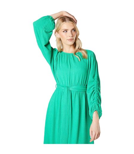 Womens/ladies textured jersey belt midi dress green Principles