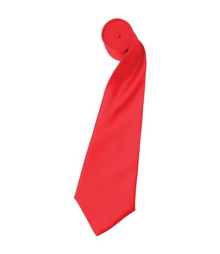 Premier Mens Plain Satin Tie (Narrow Blade) (Strawberry Red) (One Size) - UTRW1152