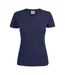 Womens/ladies V Neck T-shirt Dark Navy Printer-2