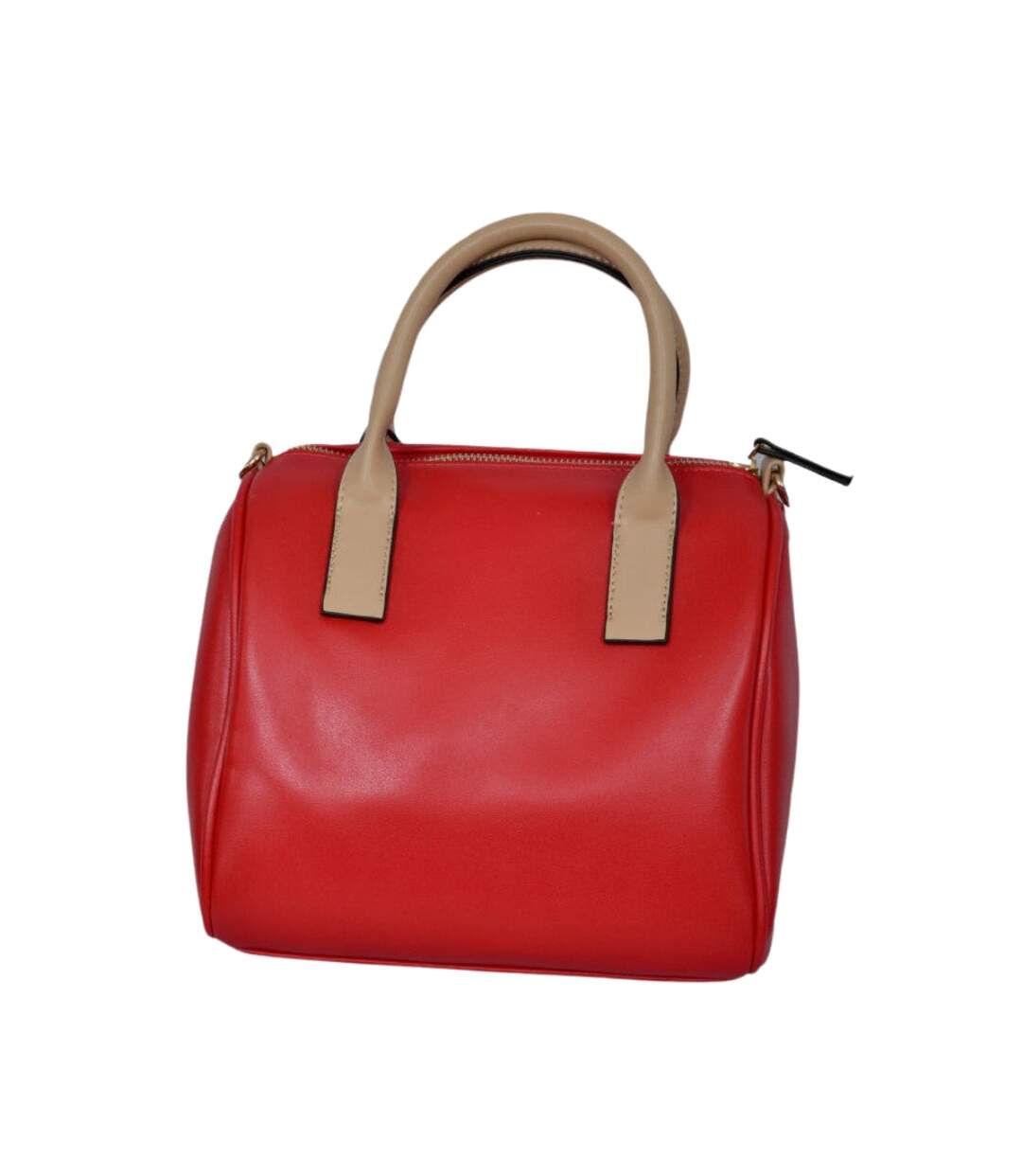 Sac à main femme  de couleur rouge portée épaules & mains-2