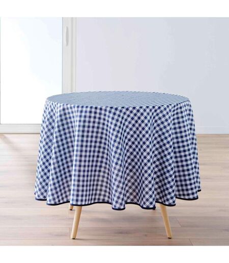 Nappe Ronde Antitache Imprimé Vichy 180cm Bleu
