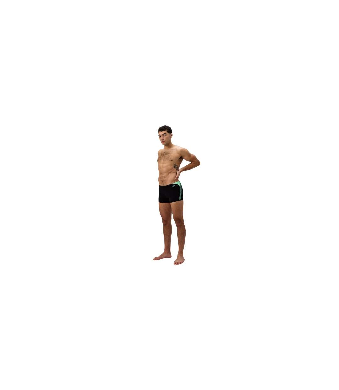 Mens Hyperboom Splice Swim Shorts Black Green Speedo-1