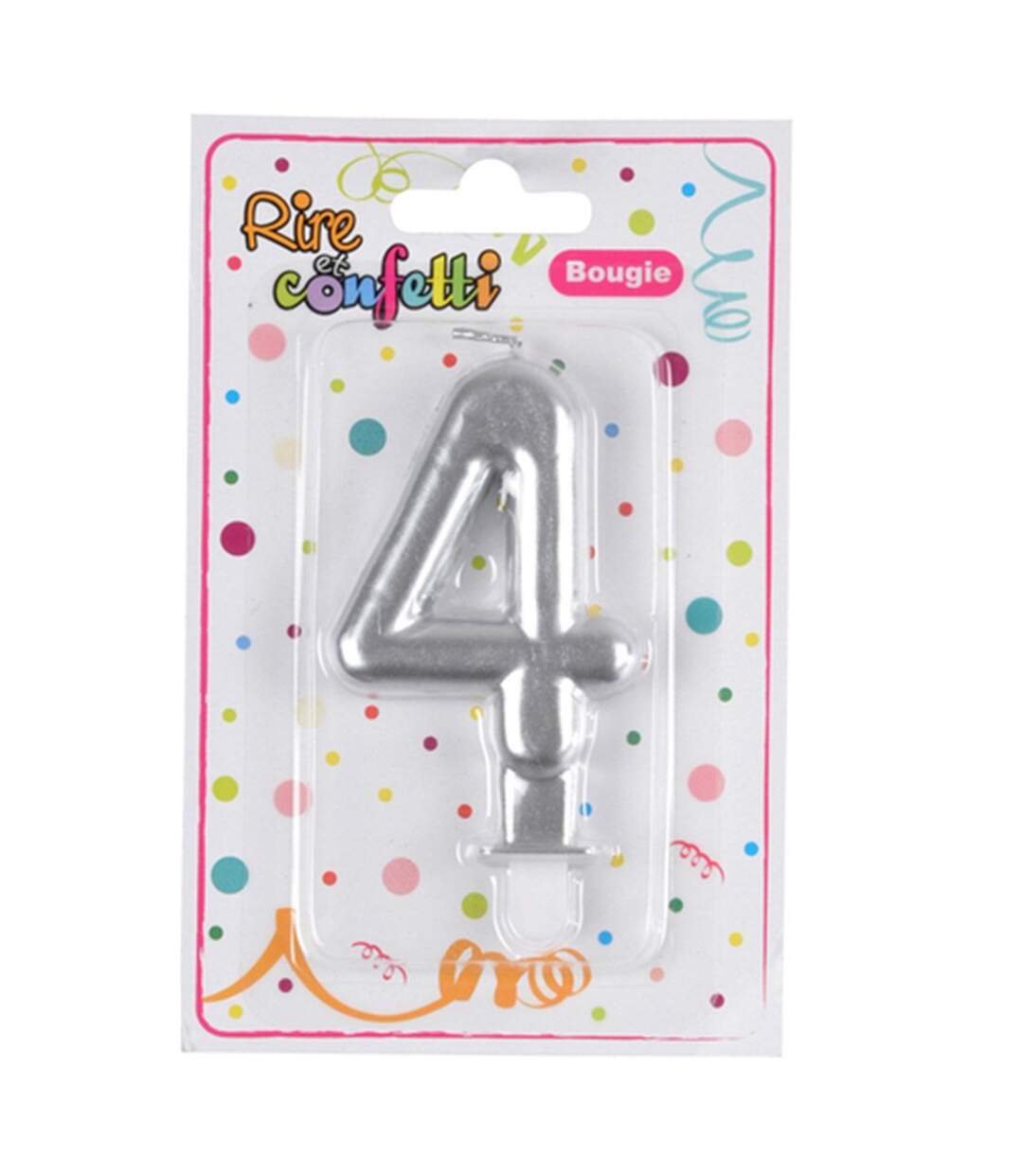 Bougie d'Anniversaire Chiffre 4 7cm Argent-2