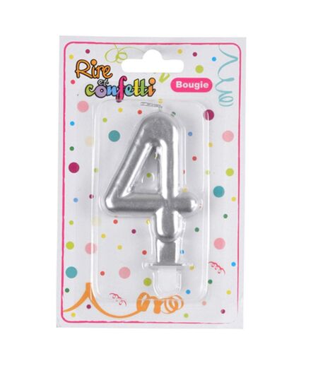 Bougie d'Anniversaire Chiffre 4 7cm Argent