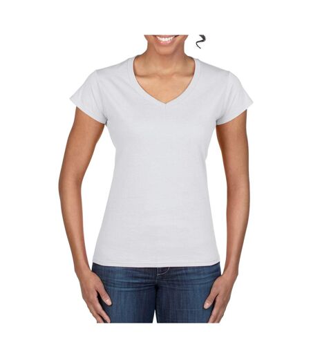 T-shirt à manches courtes et col en v femme blanc Gildan