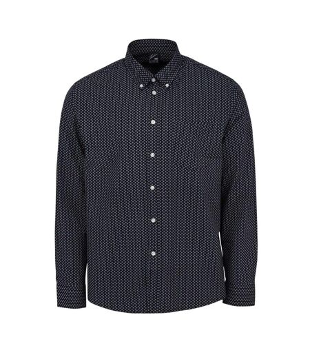 Mens Patterned Poplin Long-sleeved Shirt Black Fabric