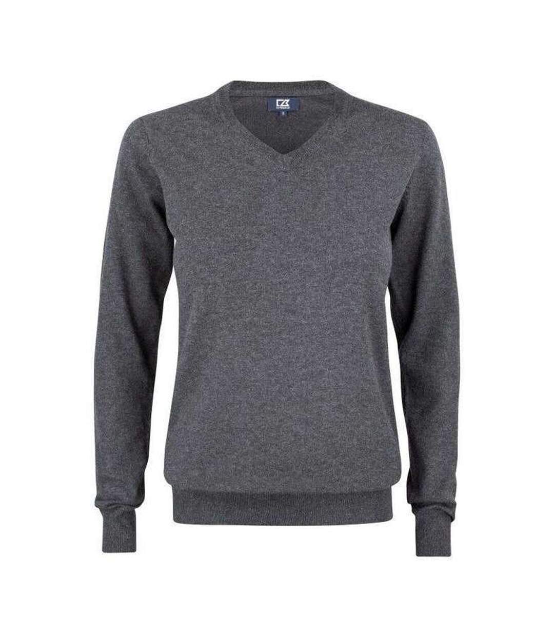 Womens/ladies Oakville Knitted Sweatshirt Anthracite Melange Cutter & Buck-1