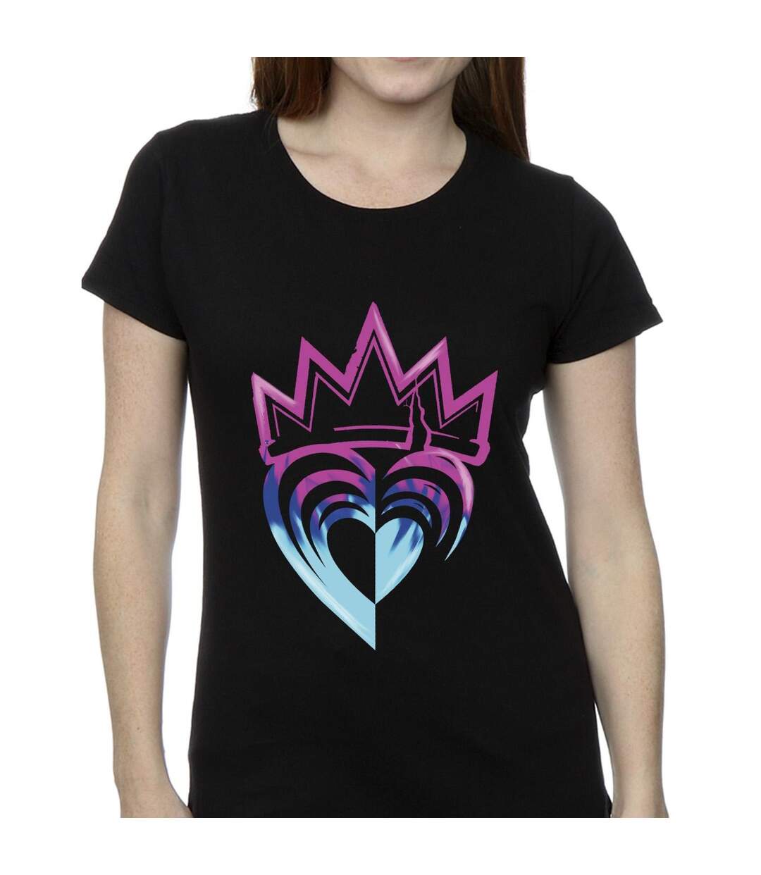 Disney - T-shirt DESCENDANTS PINK CROWN - Femme (Noir) - UTBI17738-3