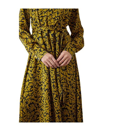 Principles Womens/Ladies Abstract Satin Wrap Dress (Chartreuse) - UTDH6526