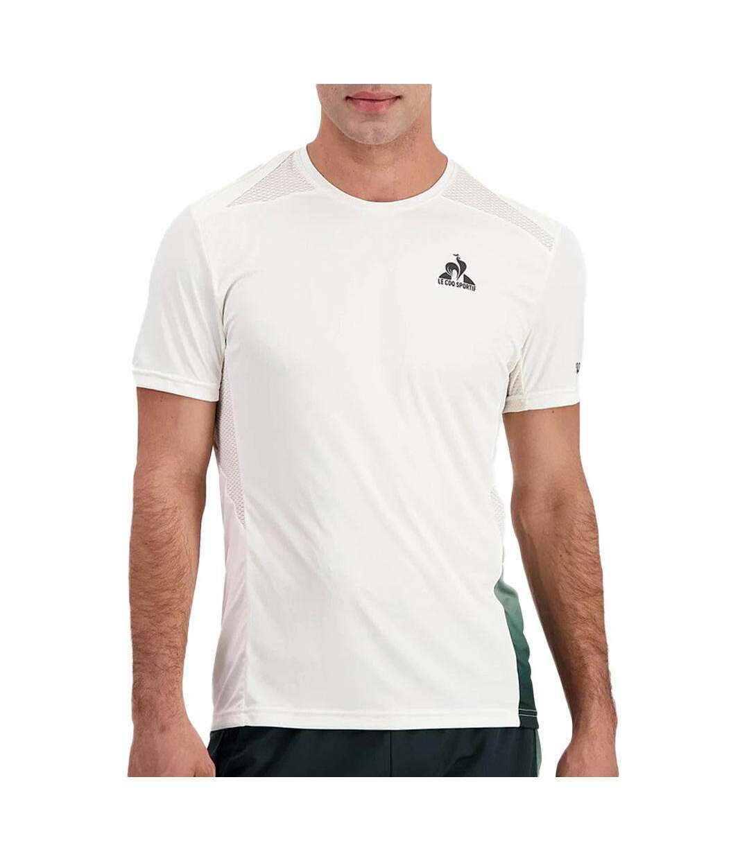 Maillot de sport ecru/vert le coq sportif tennis pro-1