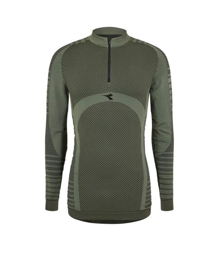 Mens Quarter Zip Long-sleeved Top Green Diadora