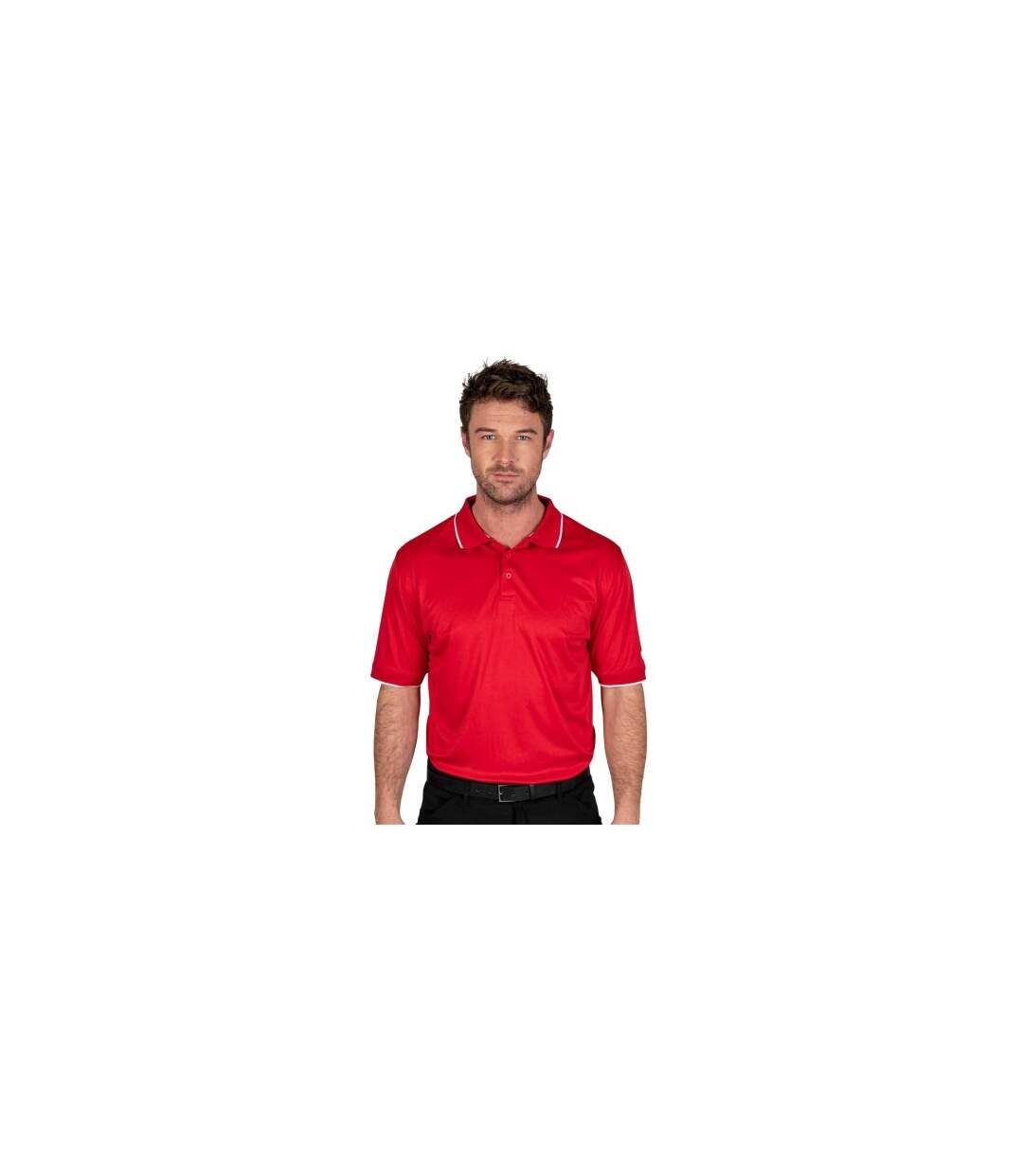 Mens Performance Golf Polo Shirt Red Island Green-1