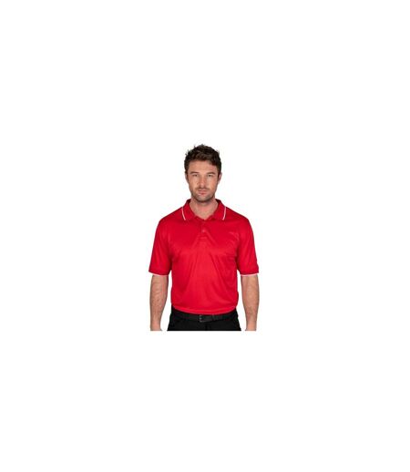 Mens Performance Golf Polo Shirt Red Island Green