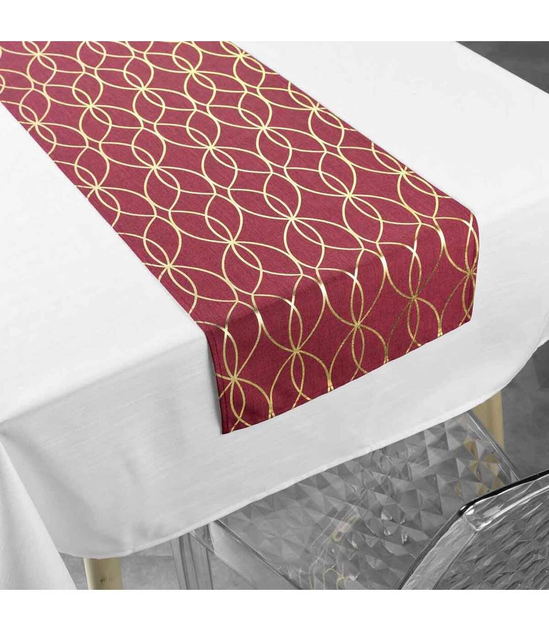 Nappe & Chemin de Table Elipsa 140x250cm Blanc & Rouge-1