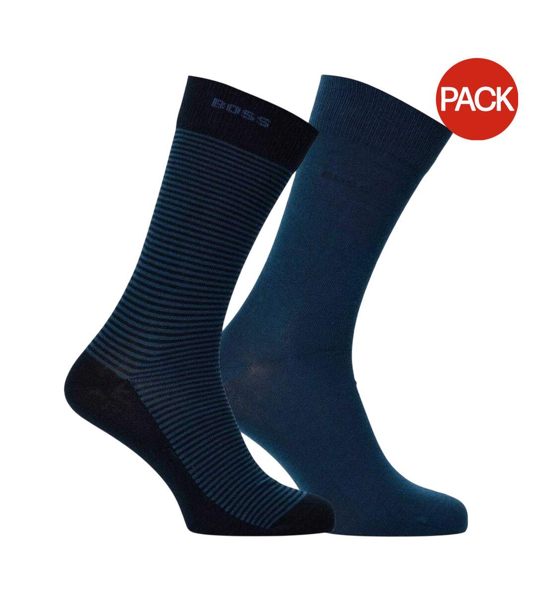 Lot De 2  Chaussettes Motif/style À Rayures Homme Bleu Boss-1