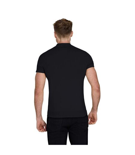 Mens Knitted Short-sleeved Polo Shirt Black Raging Bull