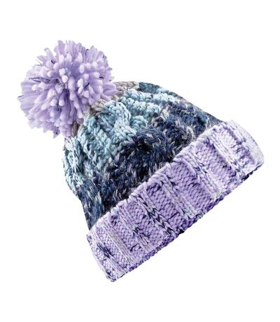 Beechfield Unisex Adults Corkscrew Knitted Pom Pom Beanie Hat (Lavender Fizz)