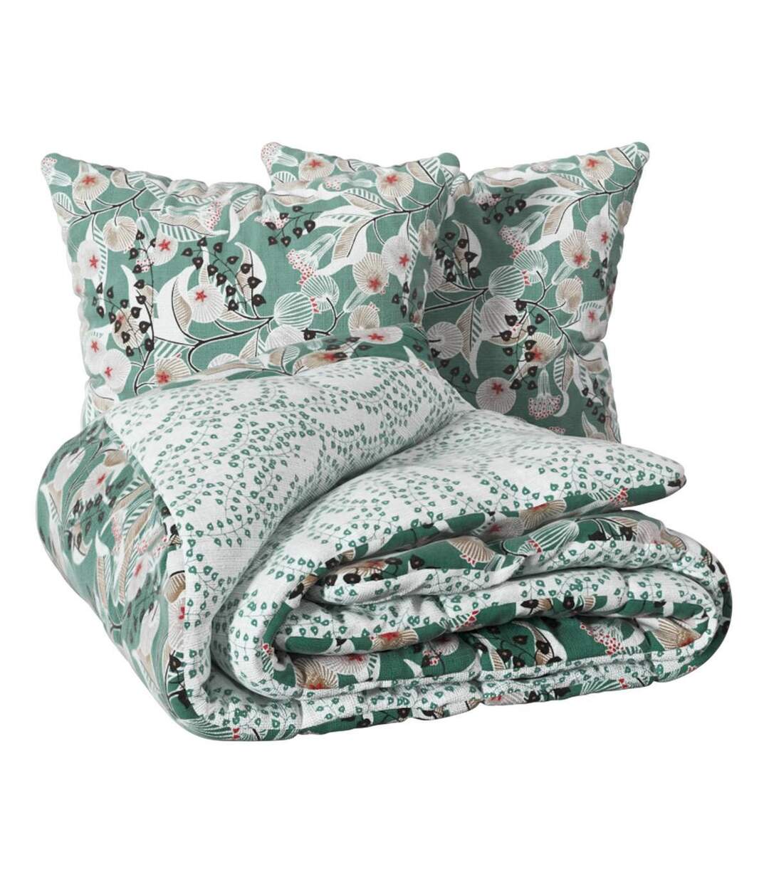 Parure de Lit 3 Pièces Végétal Marin 260x240cm Vert Céladon-2