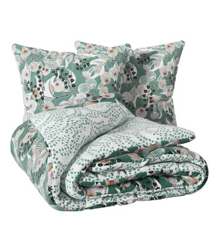 Parure de Lit 3 Pièces Végétal Marin 260x240cm Vert Céladon