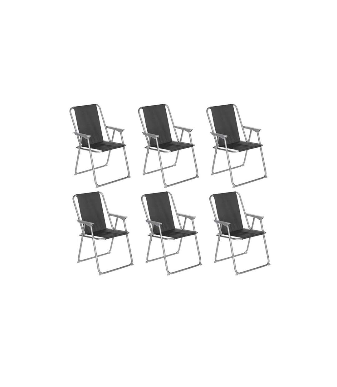 Lot de 6 Chaises de Camping Pliantes Grecia 74cm Noir