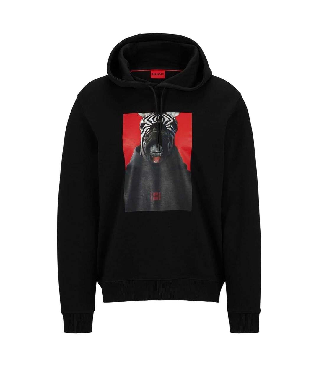 Mens Zebra Hoodie Black Hugo-1