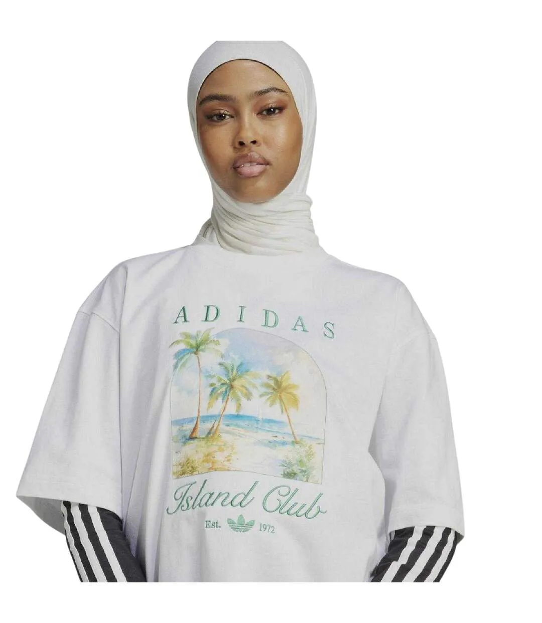 Womens/ladies Island Club Oversized T-shirt White Adidas-4