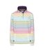 Womens/ladies Colour Block Stripe Button Neck Sweatshirt Rainbow Lazy Jacks-1