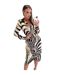 Robe Portefeuille Manches Longues Femme Marron Noir Blanc AX Paris-4